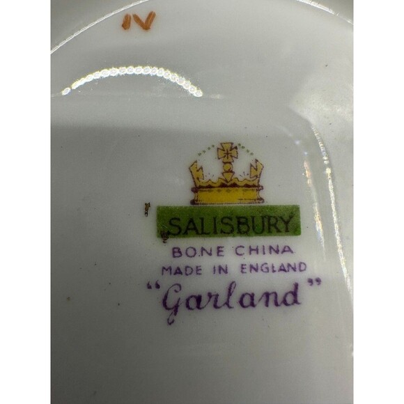 Salisbury Bone China Garland Iris Gold Trim Saucer England Replacement IV - Picture 4 of 5